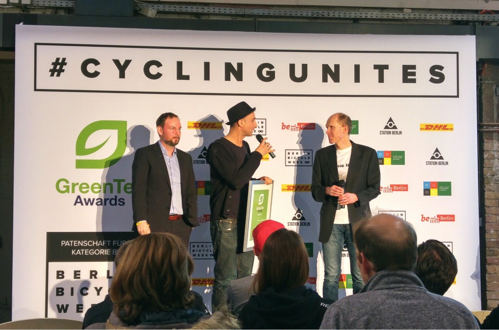 Preisverleihung GreenTecAward mit Marco Voigt, Fares Gabriel Hadid und Dirk Strothmann von magnic light