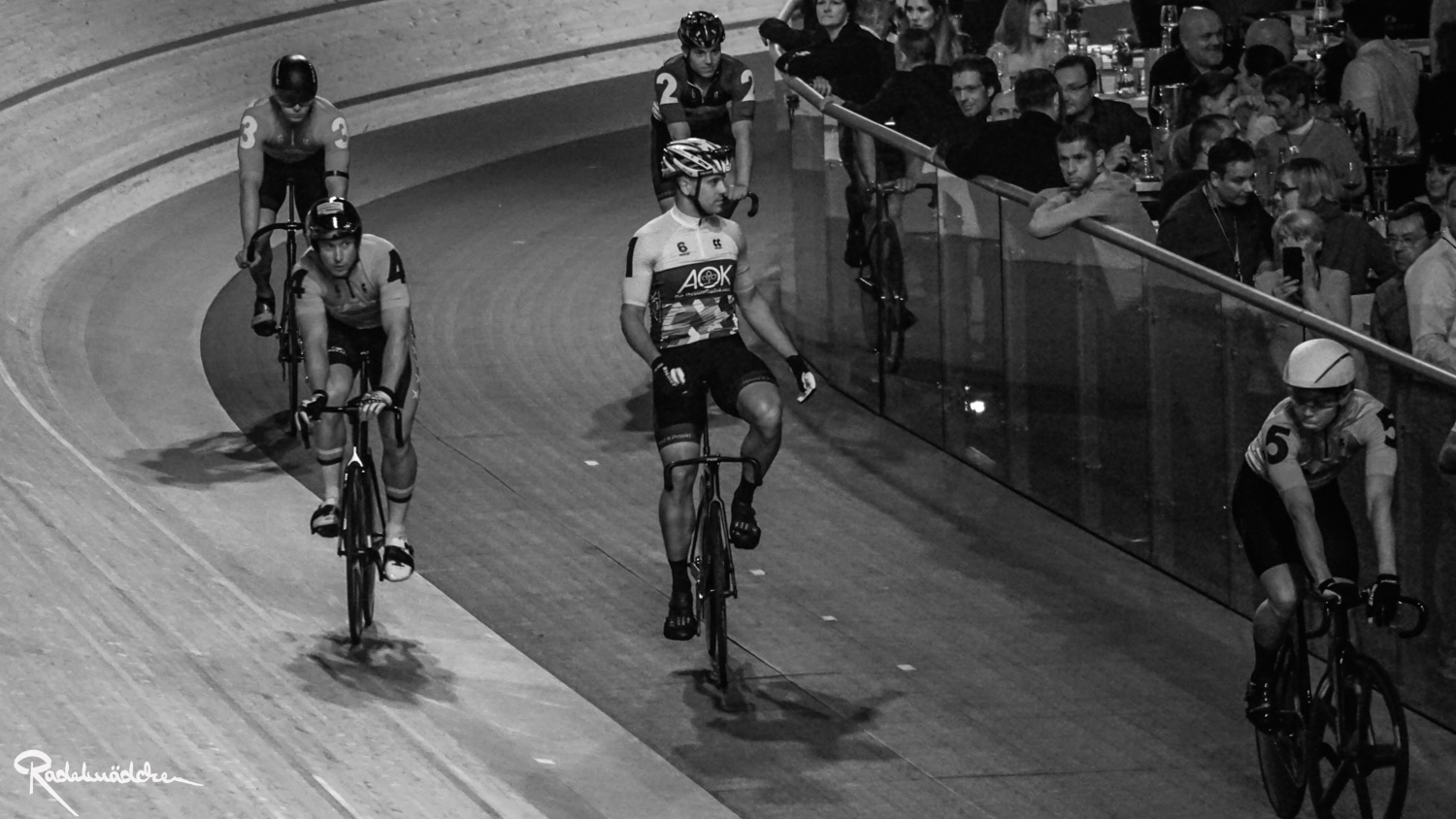 Six Day Berlin cyclists black and white