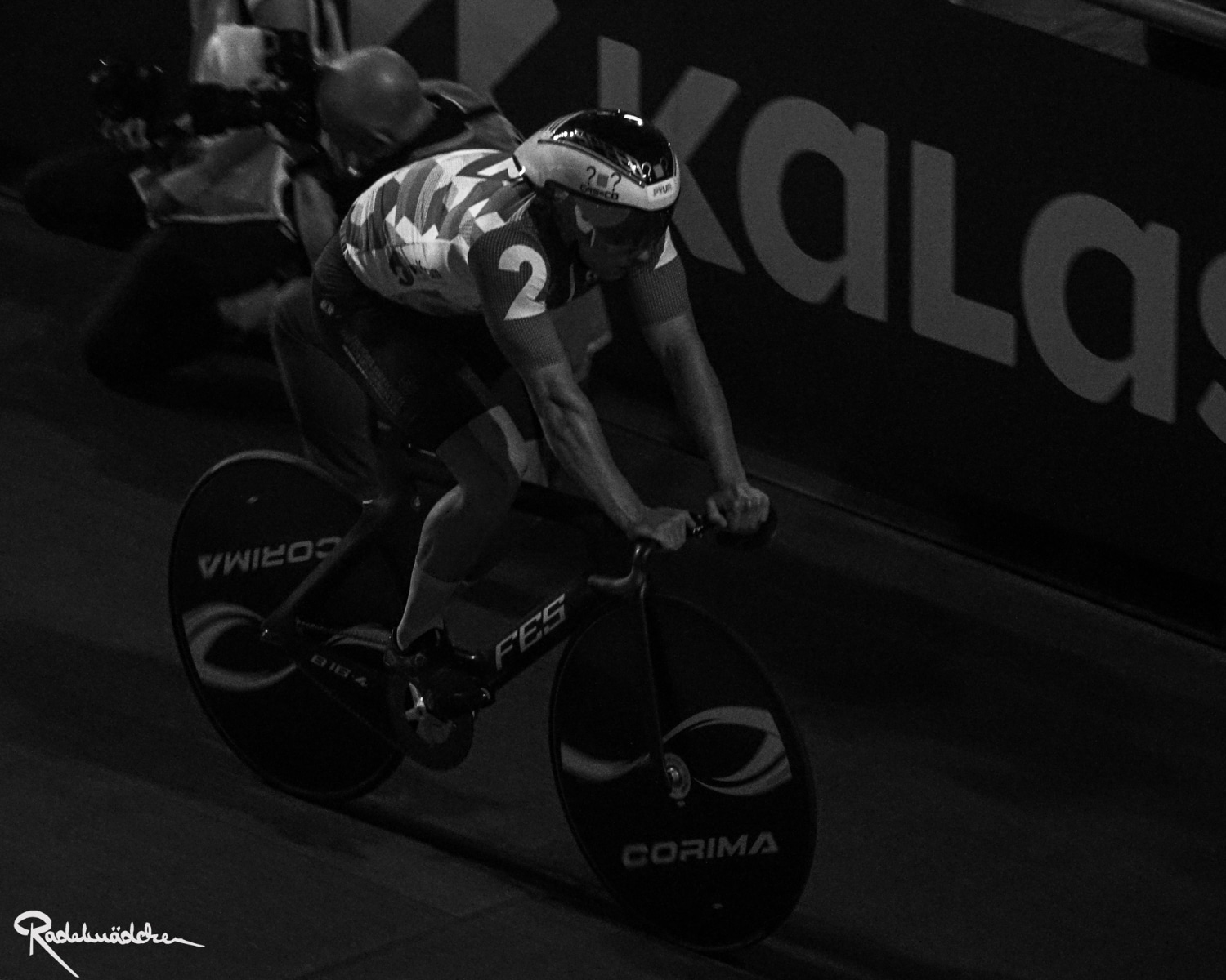 Six Day Berlin cyclist black and white